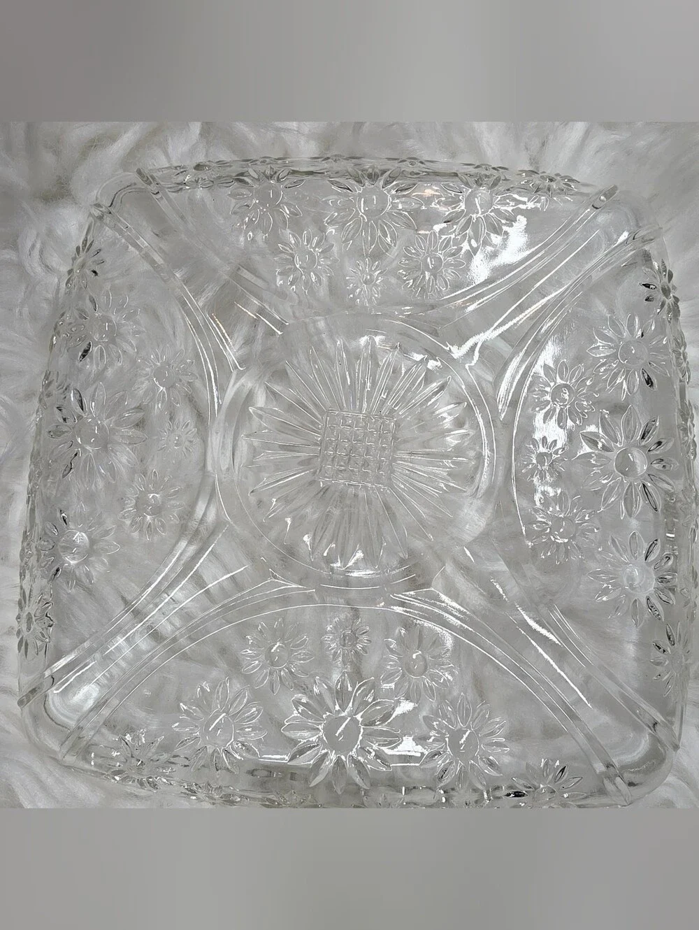 Clear Floral Pressed Glass Wall Decor Panel